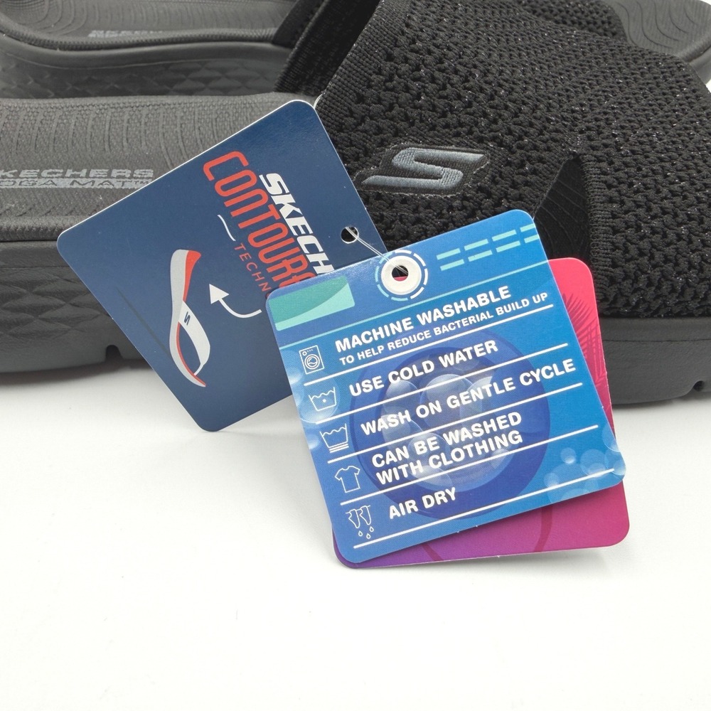 Skechers Go Walk Flex Sandals Women 11 Timeless Black NWT Sparkle Knit Slides - Picture 11 of 16